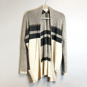 Vince Cardigan Variegated Stripe Oversized Knit Wool/Cashmere Cream/Gray M EUC